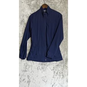 Adidas Womens Small Navy Lightweight Zip Jacket Mesh Lined Athletic Windbreaker